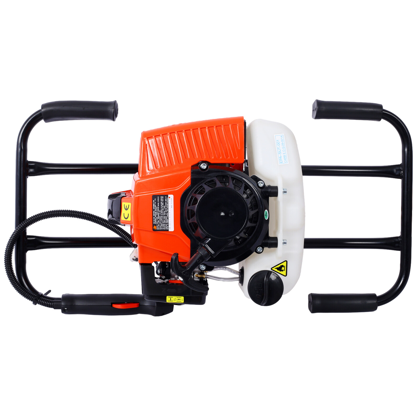 63cc Gas Powered Auger Post Hole Digger 2 Person Handle w/ 6" 10" Drill Bits