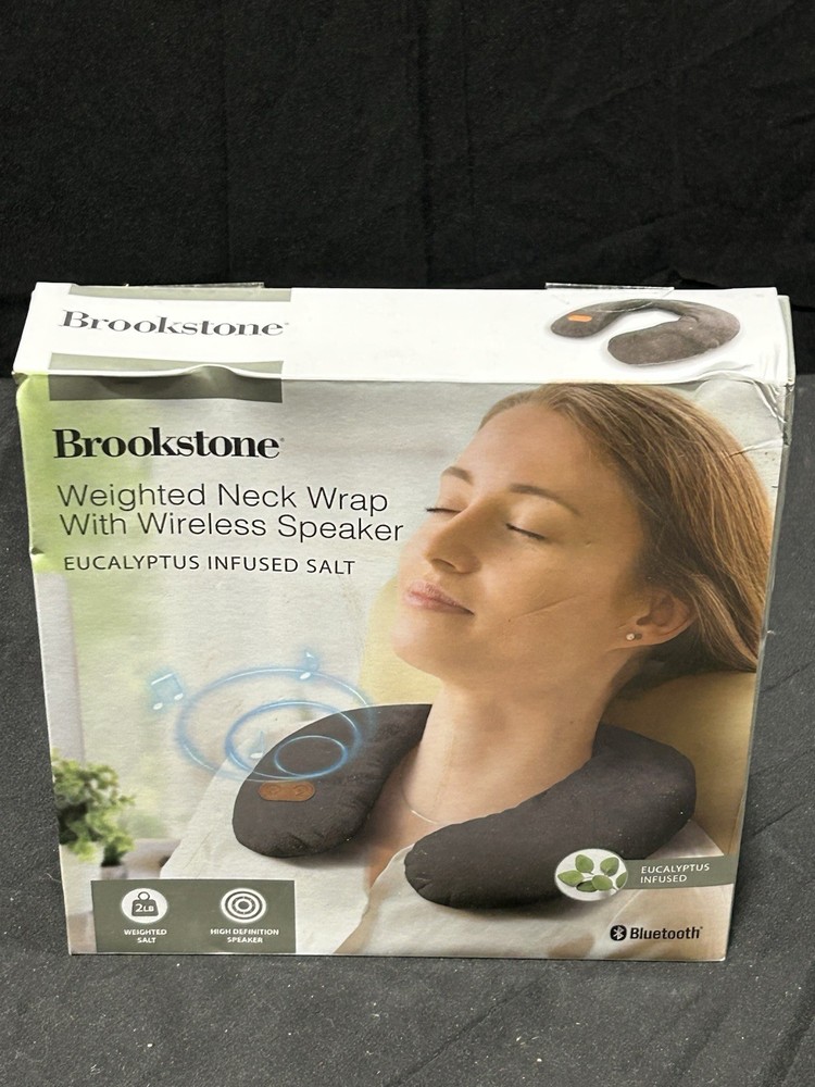 Weighted Neck Wrap With Wireless Speaker, features a eucalyptus-infused salt