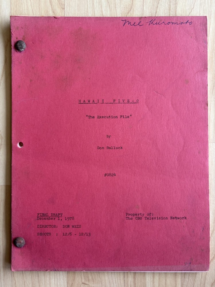 Hawaii Five-O 'The Execution File' Original Script Final Draft 1978