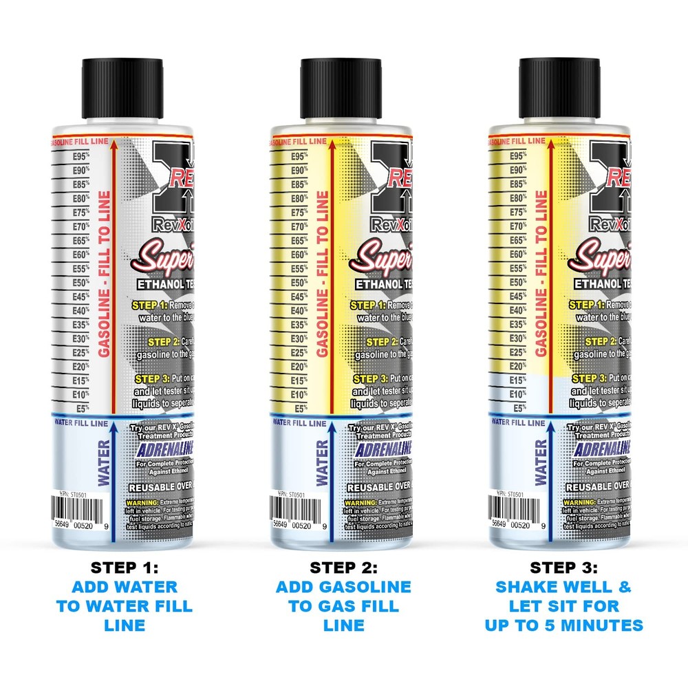REV X E85 Super Tester - Reusable Gasoline Ethanol Testing 5 fl. oz., Clear