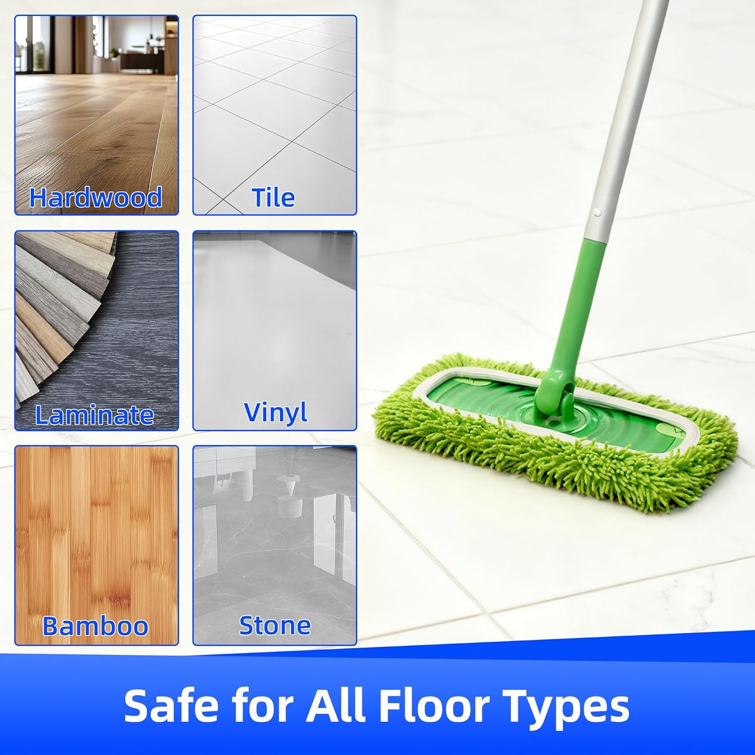 6 Pack Reusable Chenille Mop Pads 10–12 Inch Wet Dry Washable Refills