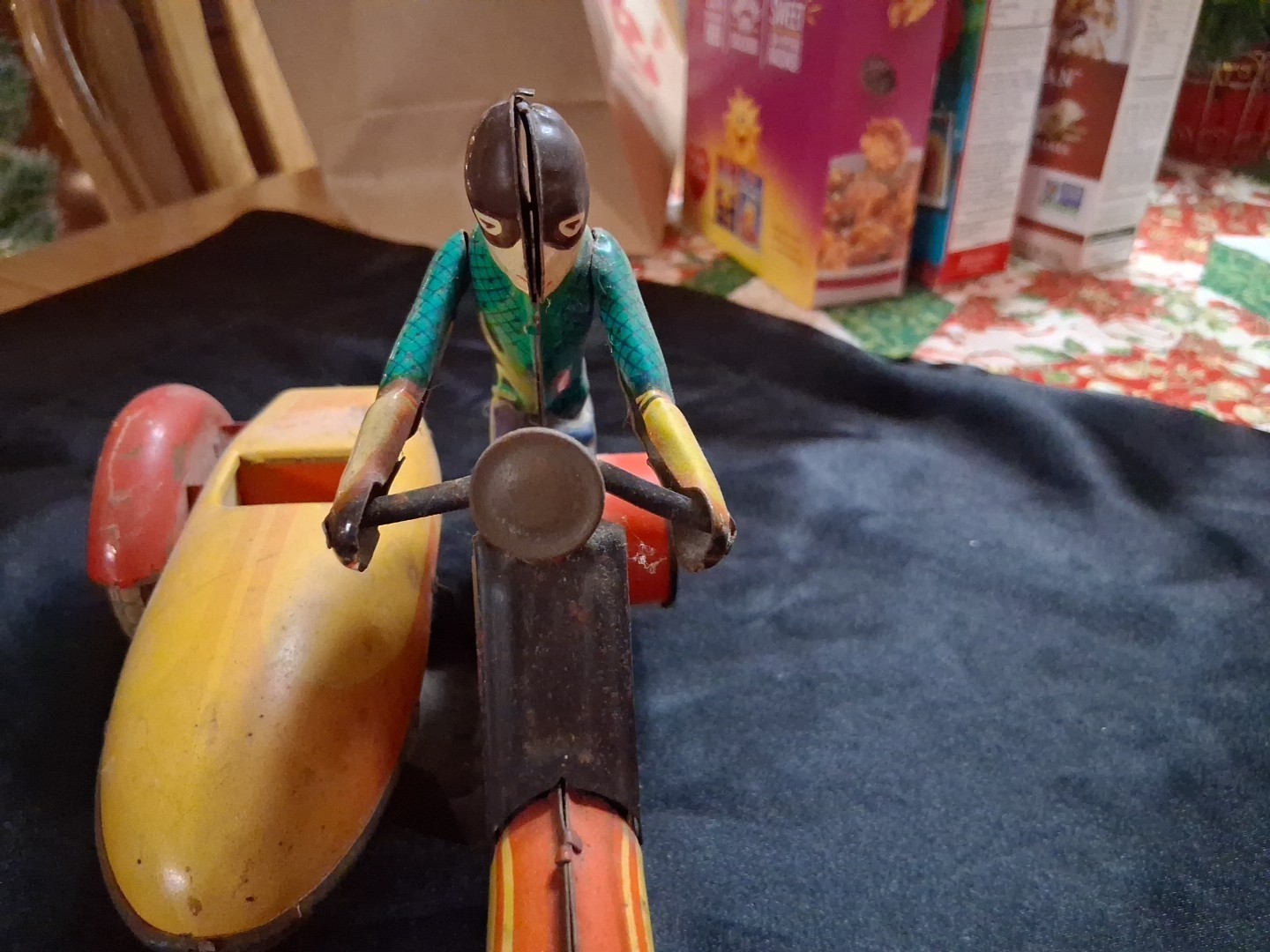 Rare 1960's Soviet Wind-Up Tin Motorcycle W/ Side Car, All Original Kiev Biker