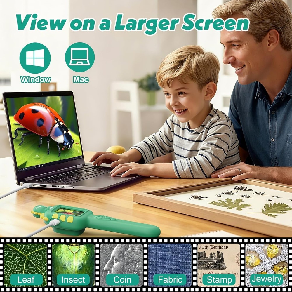 1200X Handheld Digital Microscope for Kids: Pocket Microscope with 2.4" HD