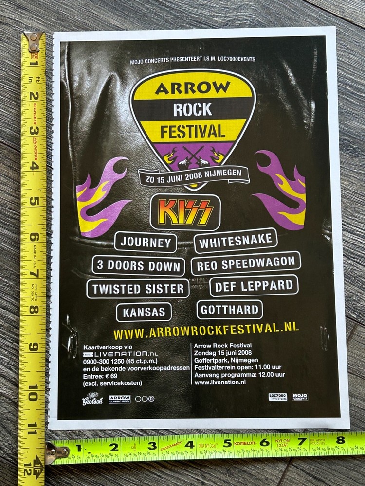KISS Concert Ad Advert Arrow Rock Festival Netherlands Jun 15 2008 Alive 35 Tour