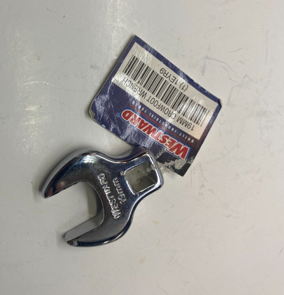 WESTWARD 19mm Crowfoot Wrench - 3/8" Drive - Open End - Chrome Finish