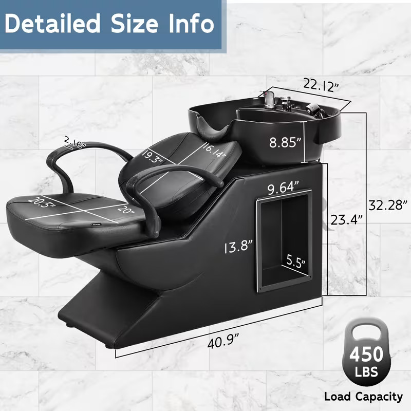 Backwash Barber Shampoo Chair Bowl Sink Unit Station Spa Salon Beauty Equipment