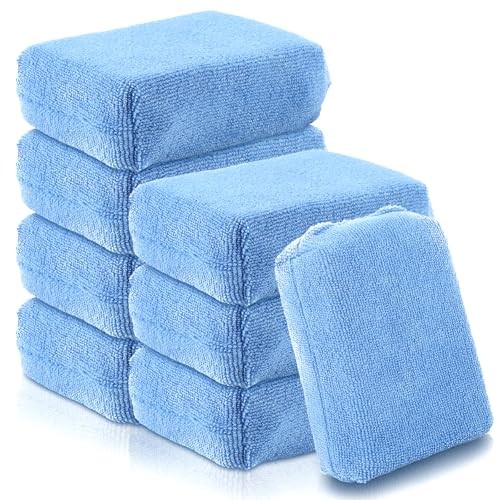 PCS Microfiber Applicator Pad, 4.7"x3.1" Scratch-Free Foam Buffing Scrub 8 Blue
