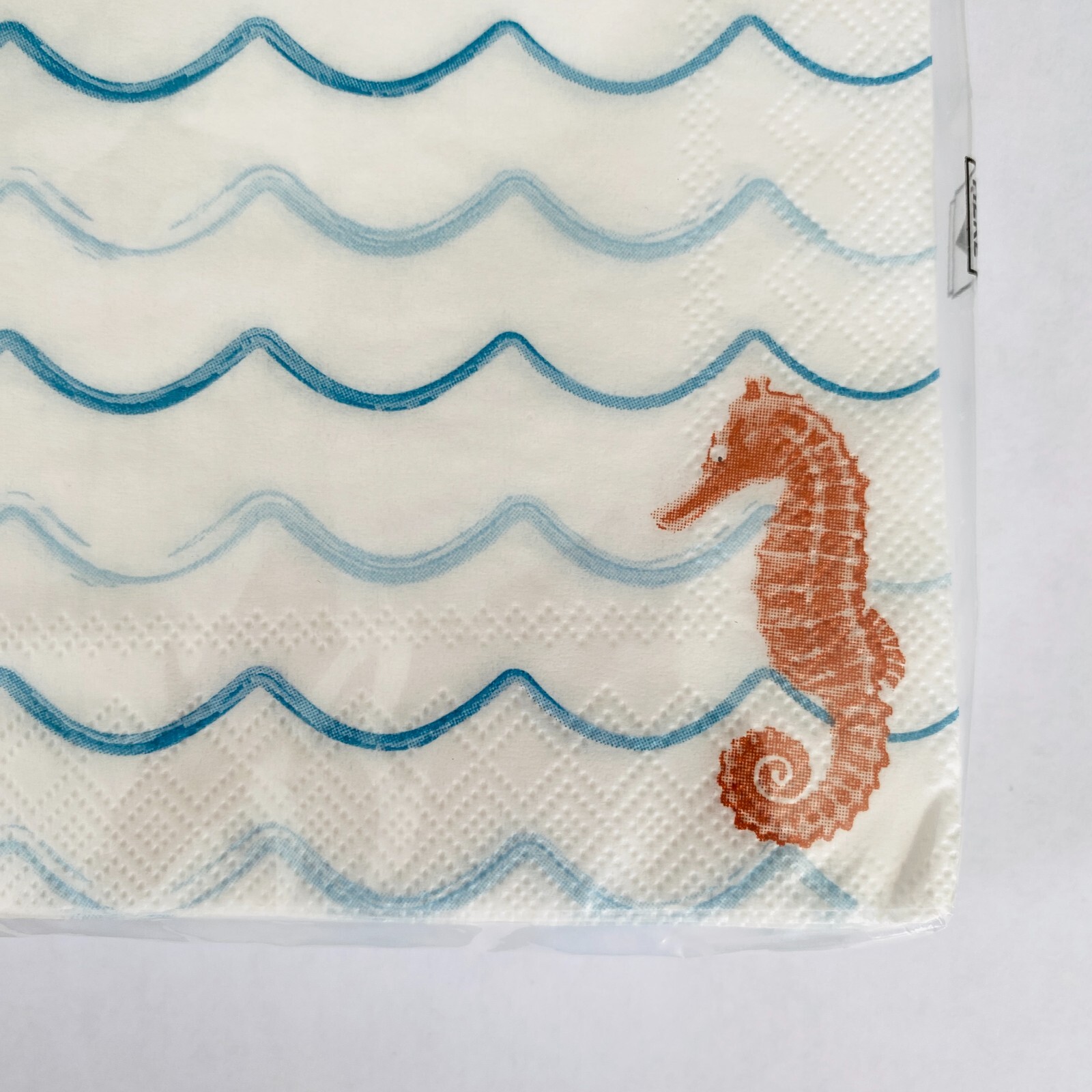 IHR Cocktail Napkins 3-Ply Paper Napkin 20-Count Coastal Seahorse Waves