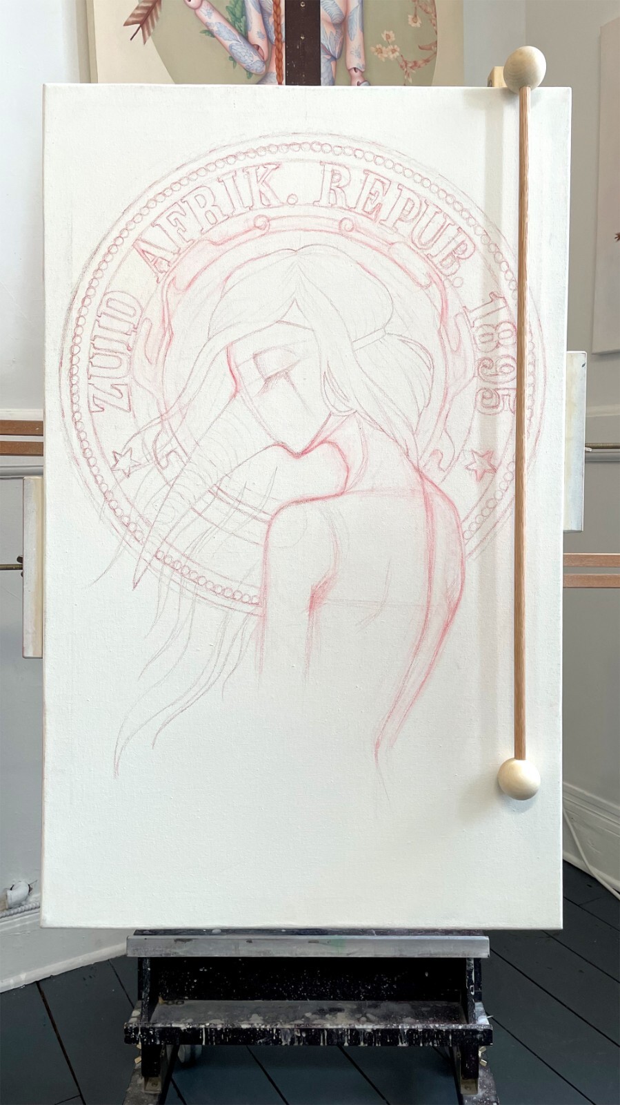 Mahl Stick-33in Ball Mahl adjustable stabilizing tool supporting artist mobility