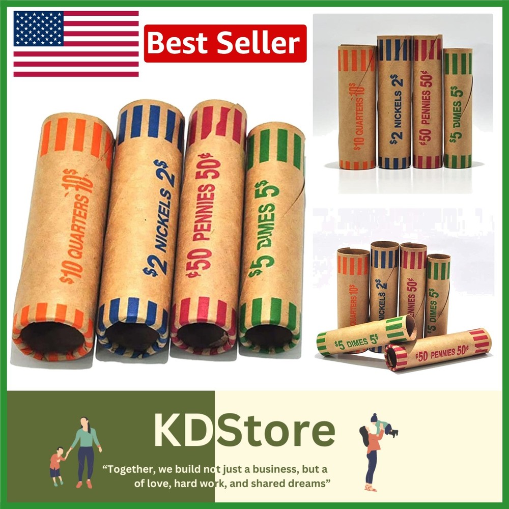 Effortless Coin Organization: 128 Assorted Wrapper Rolls for Quarters & Dimes