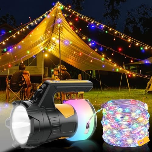 Camping Lantern Rechargeable, LED Flashlight Spotlight Lantern, Waterproof