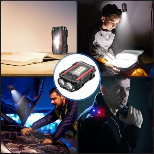 Mini Keychain Flashlight with Clip, 8 Modes Pocket Flash Light, Red 2 BALCK