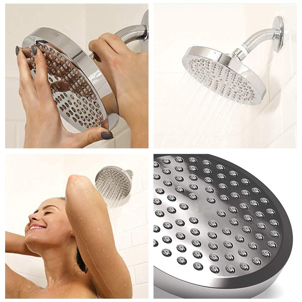 6inch Shower Head - Chrome High Pressure Rain ShowerHead Adjustable Replacement
