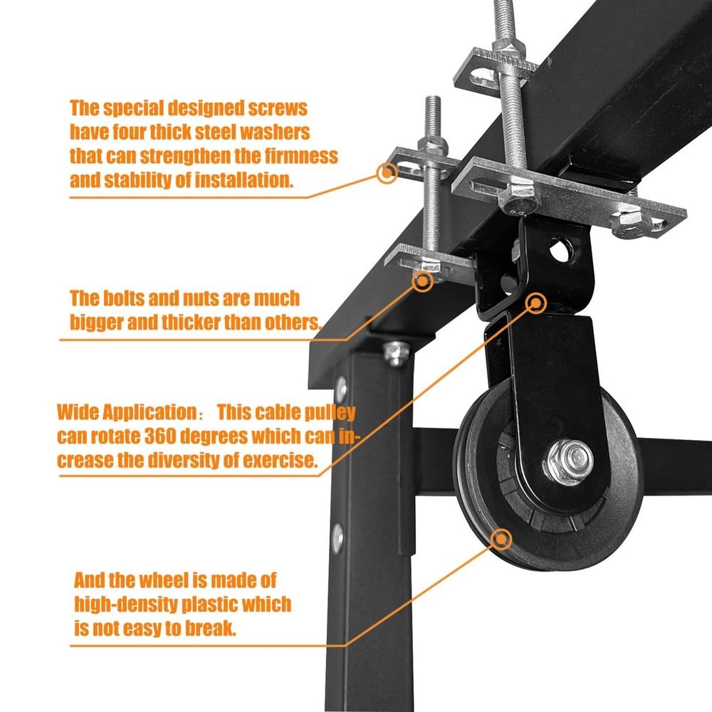 Power Rack 360° Swing Pulley System Attachment LAT Pulldown Machine Cable F Gym