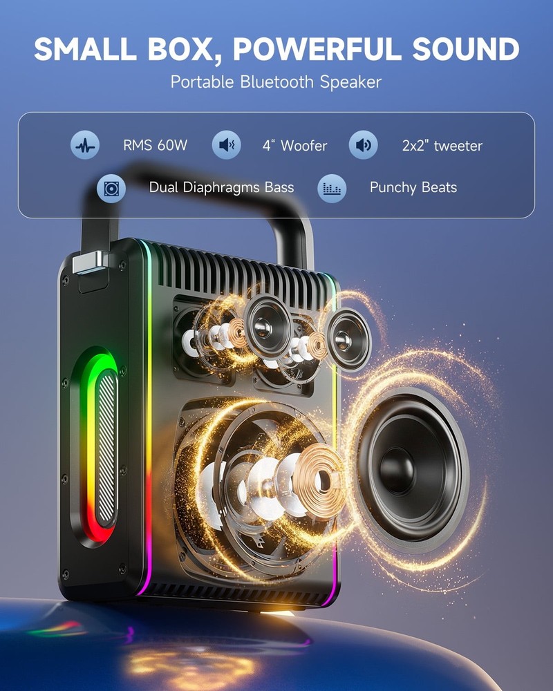 200W Moukey MPS5 Karaoke Machine Bluetooth 5.3 with Wireless Microphones & Strap