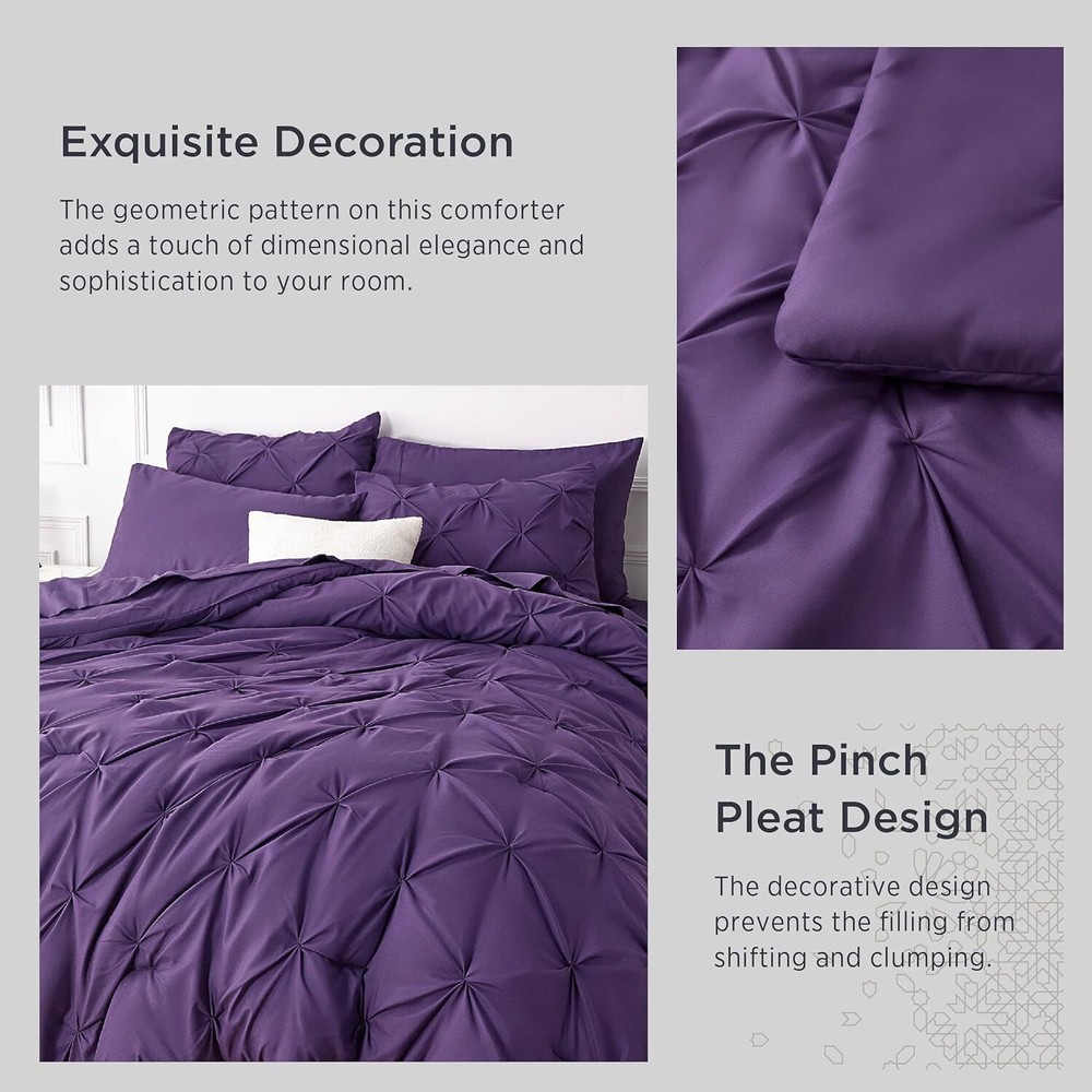 Bedsure King Size Comforter Set - Bedding 7 Pieces, King, Purple
