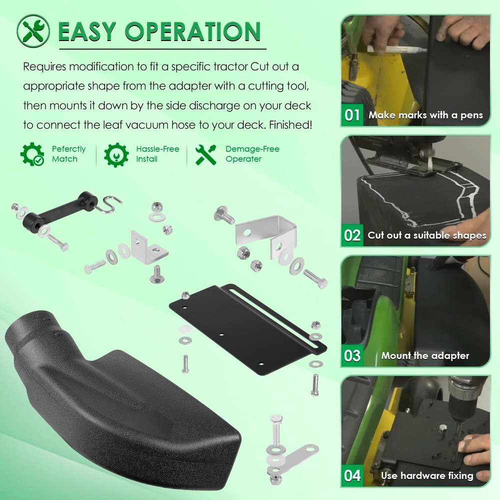 Leaf Vacuum Bagger Universal Deck Boot Chute 62468 Mow-N-Vac Adapter
