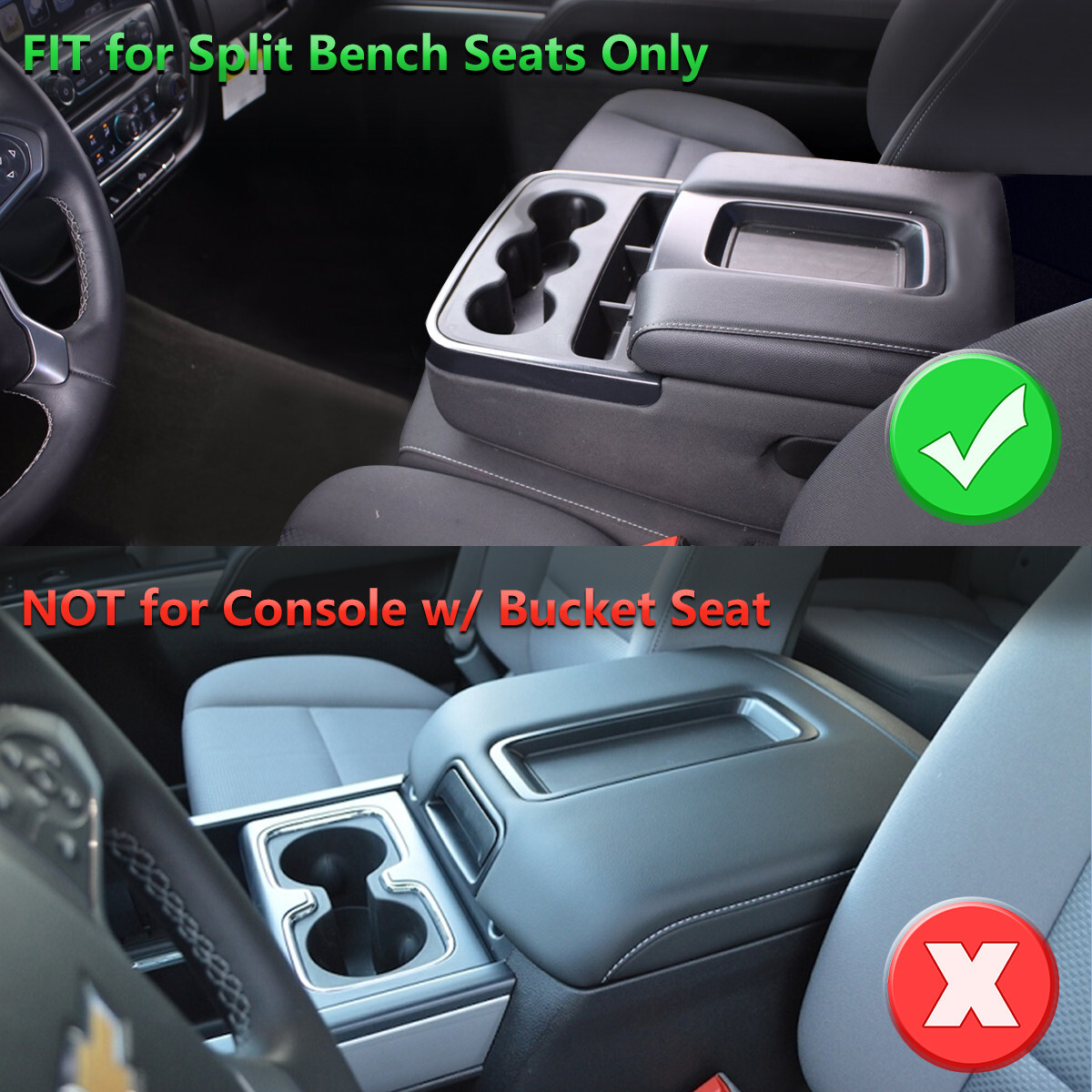 Fit 14-18 Silverado Sierra Jump Seat Console Armrest Lid Vinyl Cover Dark Gray