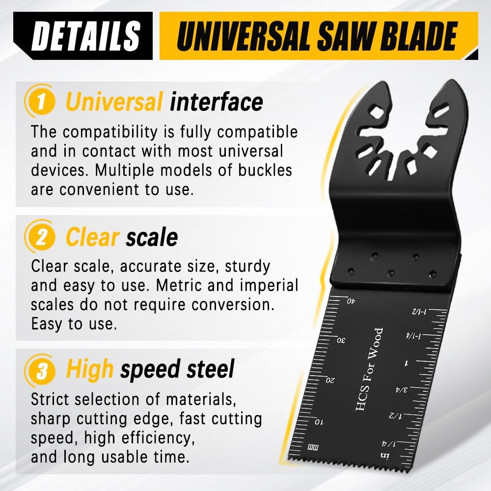 6PCS Oscillating Tool Blades, Universal Wood Multitool, Black