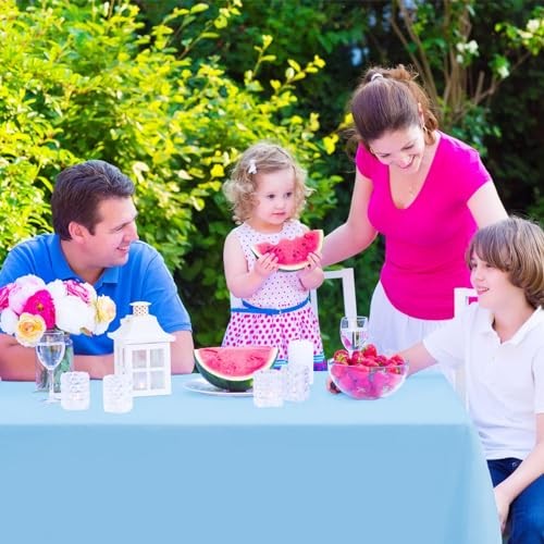 6PCS Plastic Tablecloths 54 x 108 Inch, Rectangle (6 Pack) Light Blue