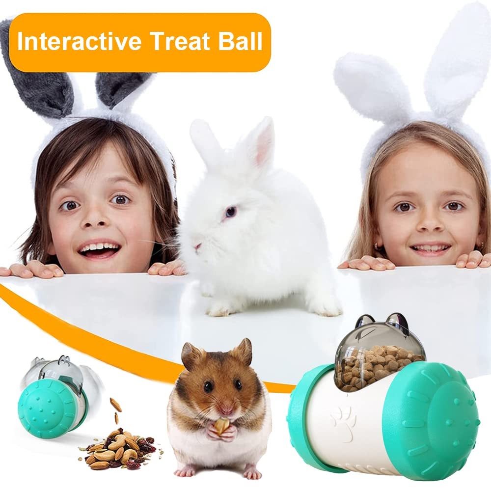 Interactive Treat Ball for Rabbits, Roll and Push, Use with Diced Blue