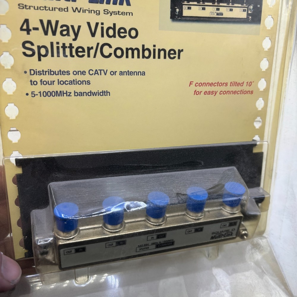 SQUARE D MULTI-LINK 4-WAY VIDEO SPLITTER/COMBINER, SDM14VS, 5-1000MHz BANDWIDTH⭐