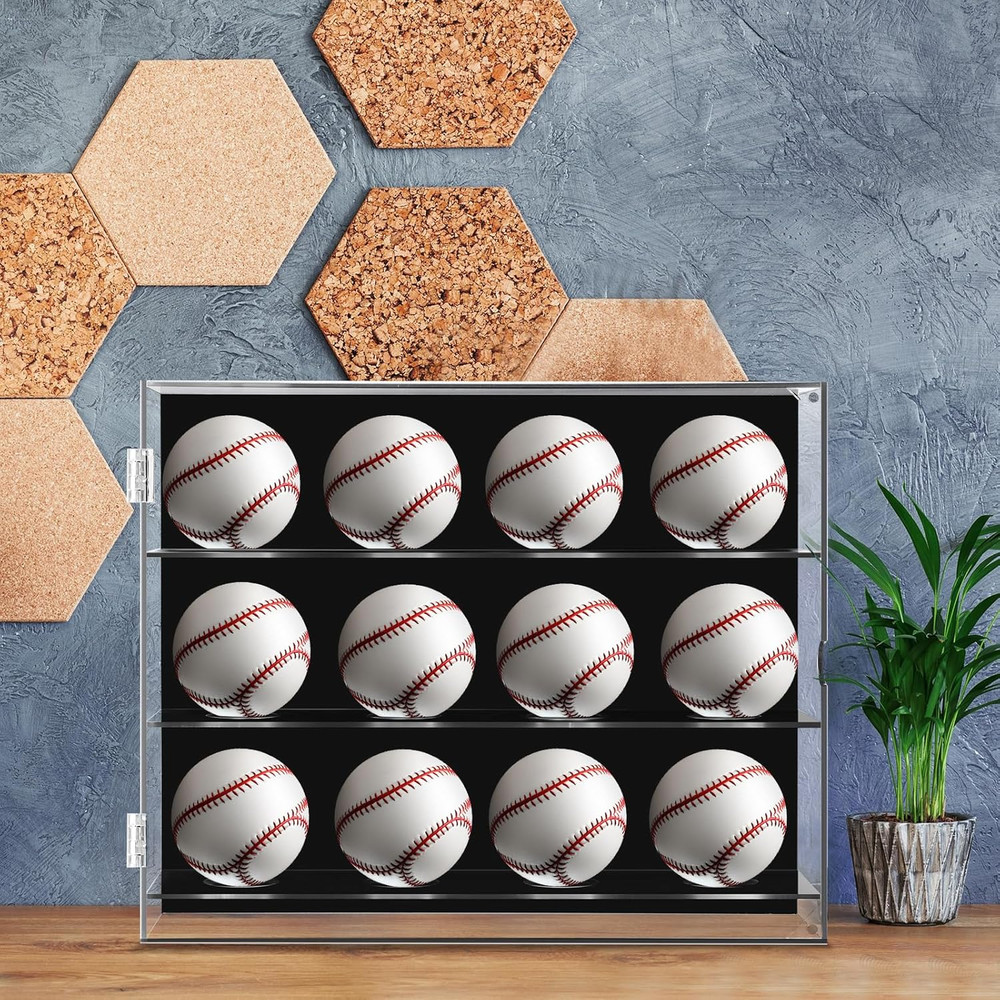 Acrylic Baseball Display Case Wall Mounted Display Holder Shadow Box Clear Baseb
