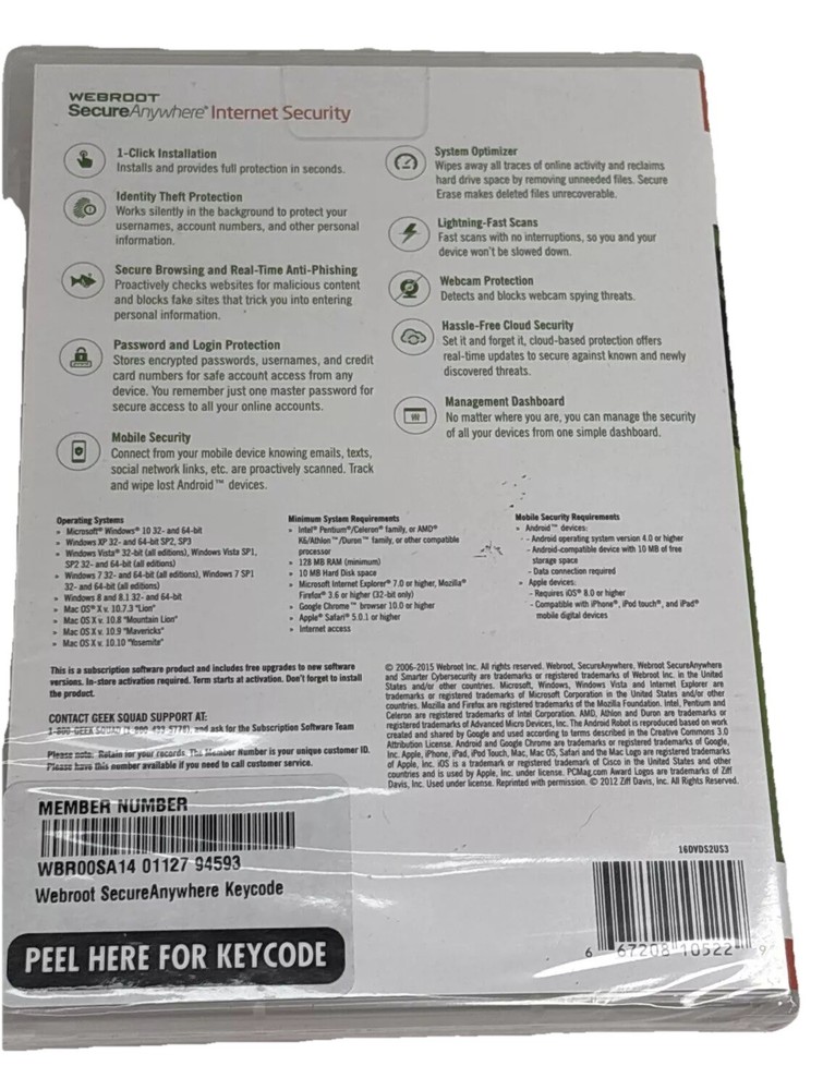 Webroot SecureAnywhere Internet Security - Full Version for Windows & Mac Disk