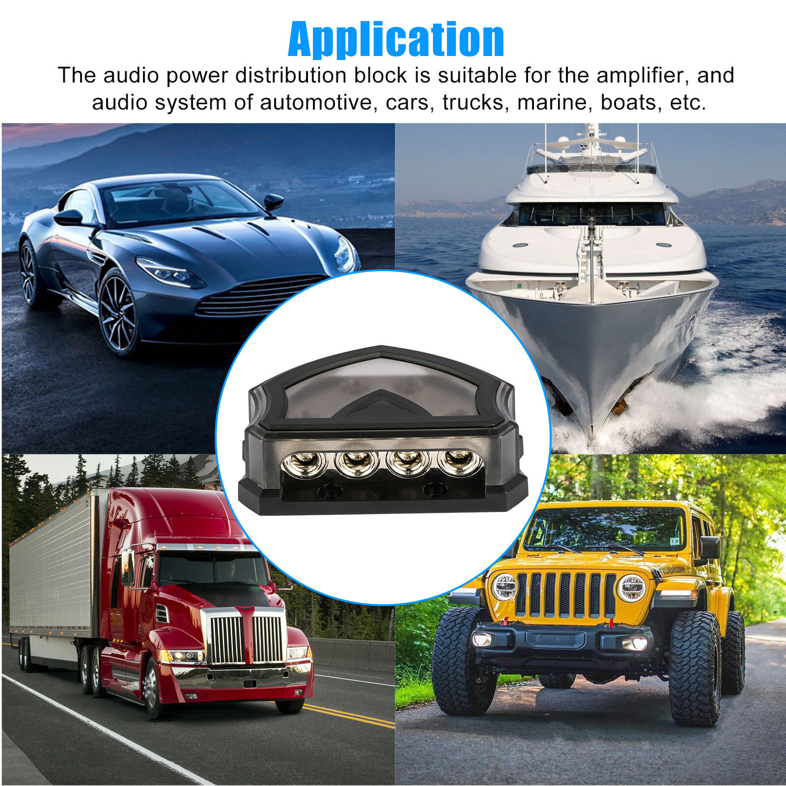 2 x 0/2/4 Gauge to 4 x 0/2/4 Gauge Out Car Audio Power Ground Distribution Block