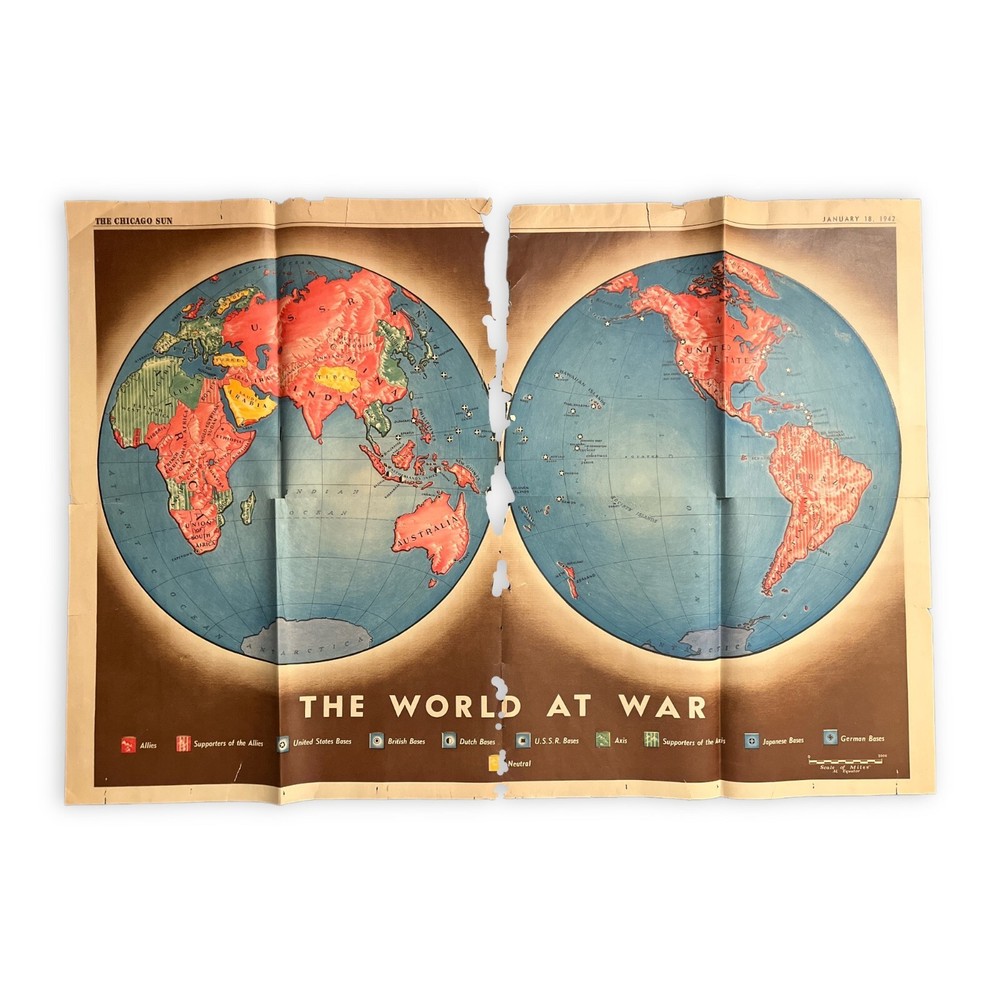 Chicago Sun - WWII - War Map (1942)
