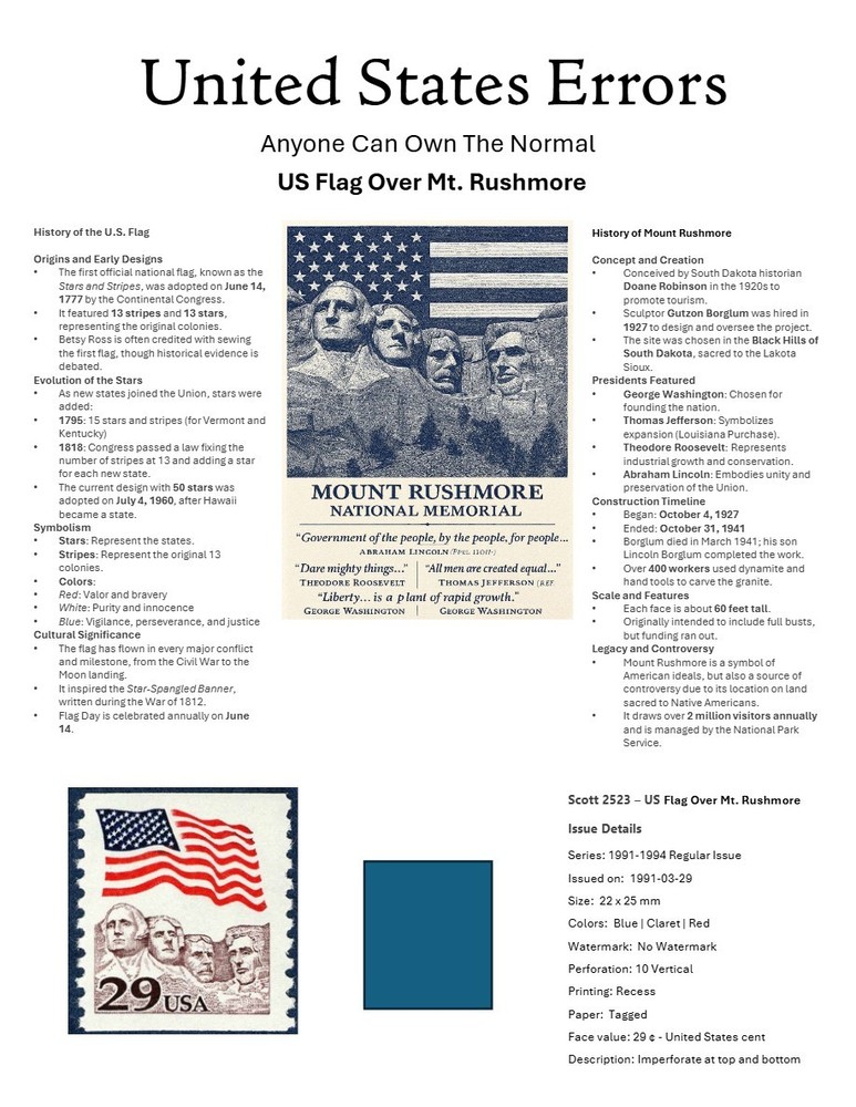 Centsational Custom Presentation Panel For Error SN 2523 - 8.5” X 11”