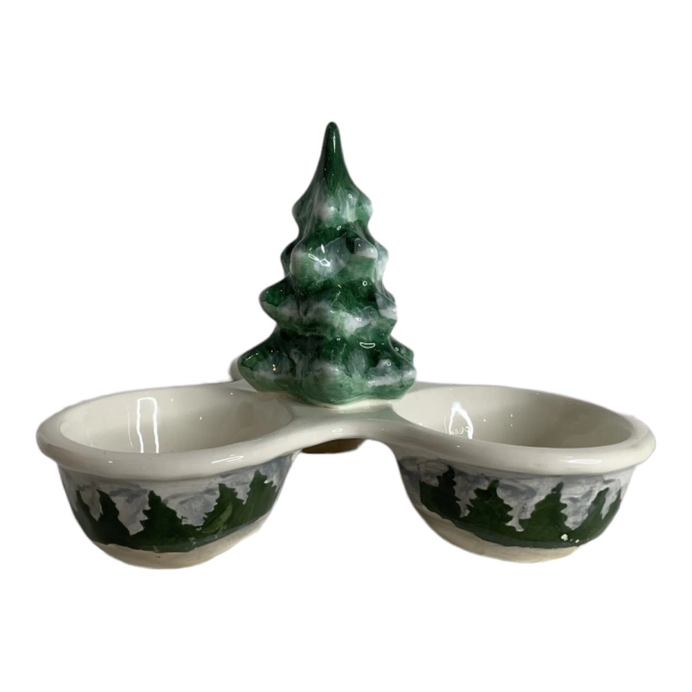 Maxcera Christmas Tree 3 Section Dish Bowls Snack Candy Server