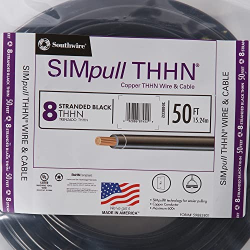 50 ft. 8 Black Stranded CU SIMpull THHN Wire