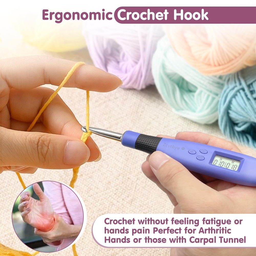 Crochet Hook for Stitch & Row Counter Light Up Interchangeable Needle18 Size