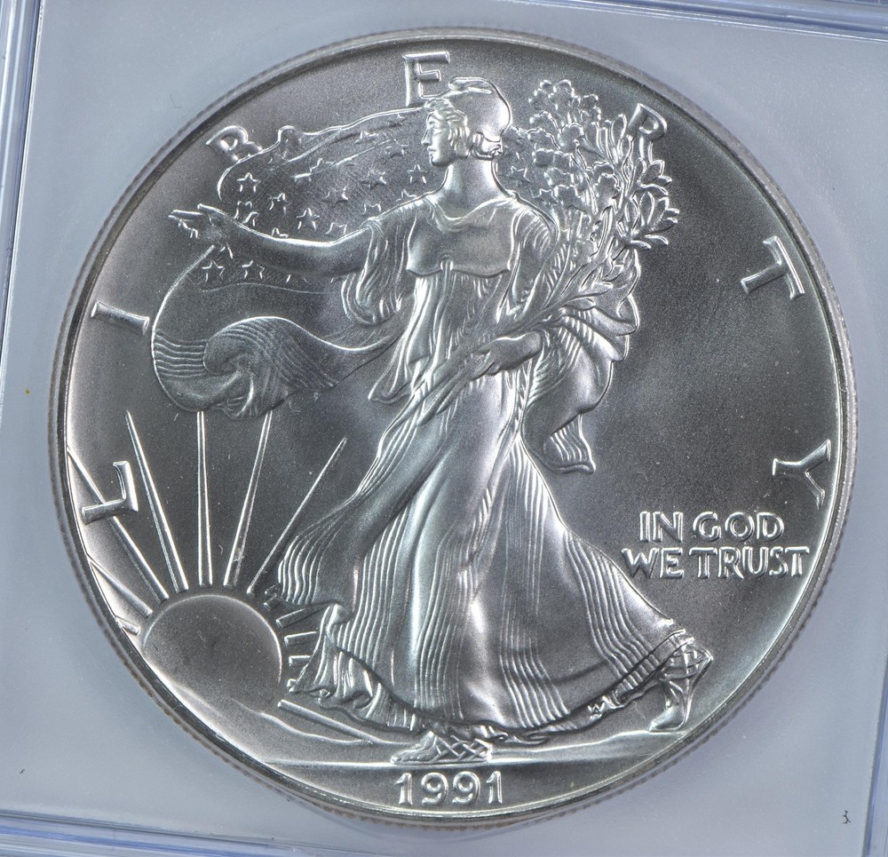 1991 American Silver Eagle Mint Error Struck Thru Authentic ICG