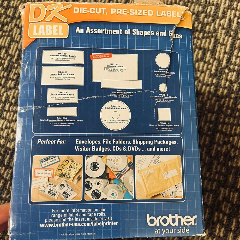 Brother QL-570 Label Printer w/ Extra Labels, Cords, USB Cable & Box - WORKS