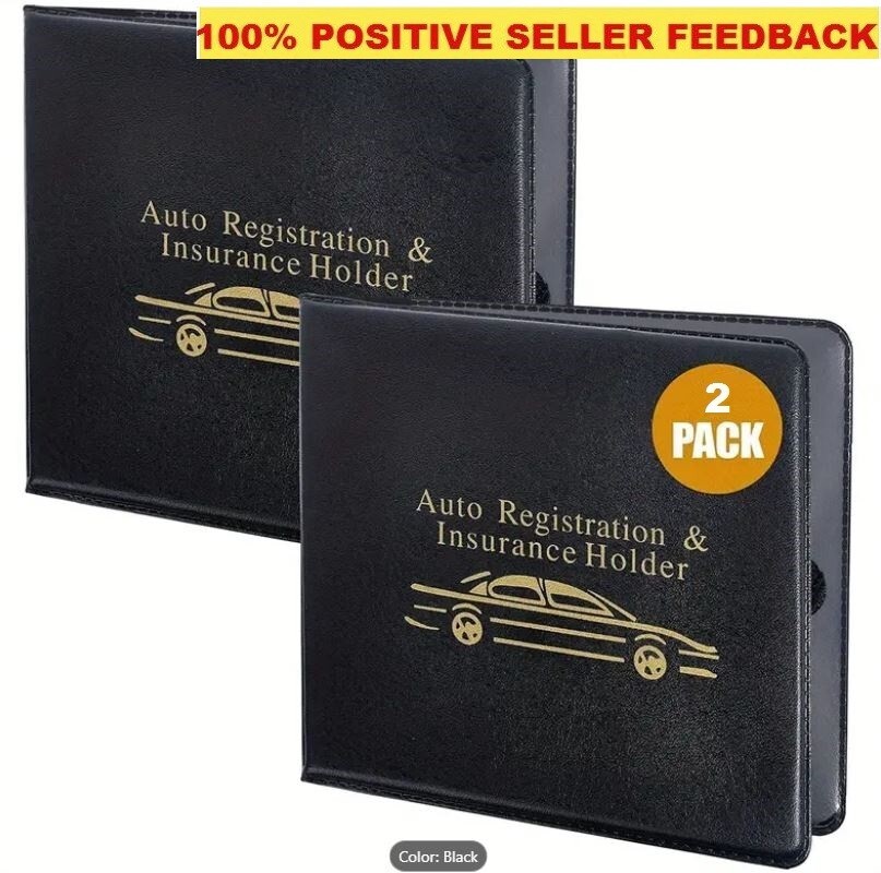TWO: Auto Car Truck Registration & Insurance Case Document Holder Wallet Folder