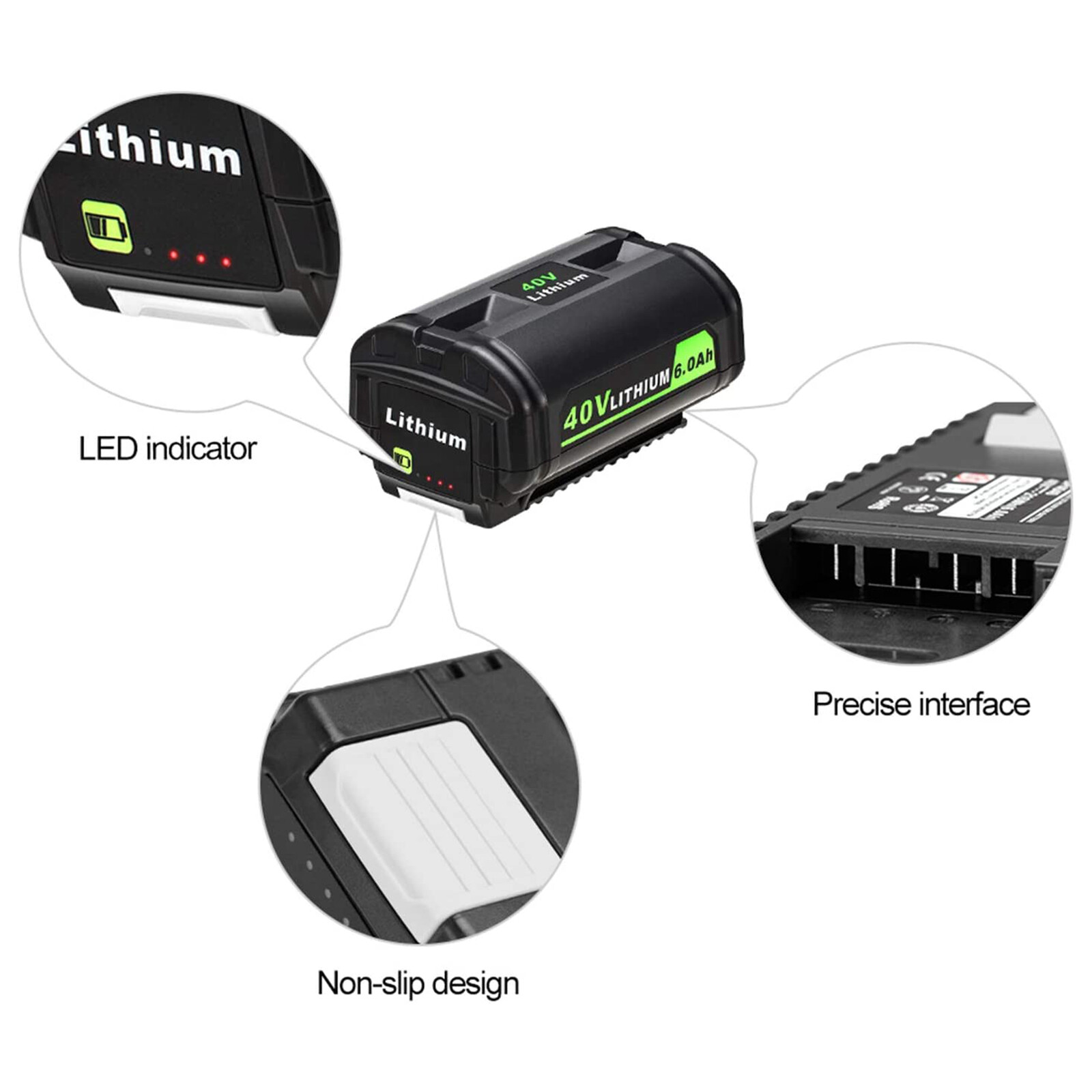 40V 6.0Ah Battery for Ryobi 40 Volt Lithium OP4050 OP40602 OP40261 OP4060 OP4030