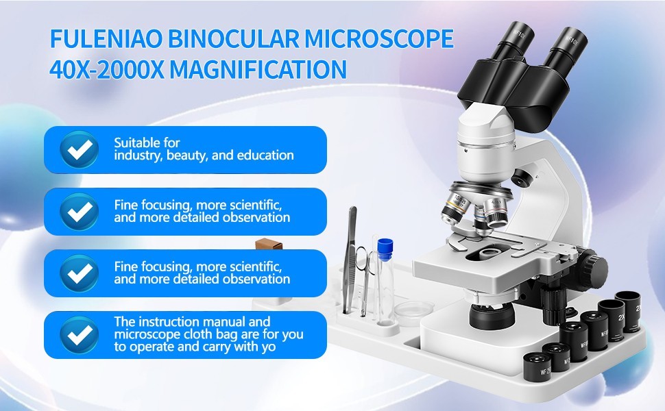 2000X zoom binocular optical microscope with electronic eyepiece, laboratory bin