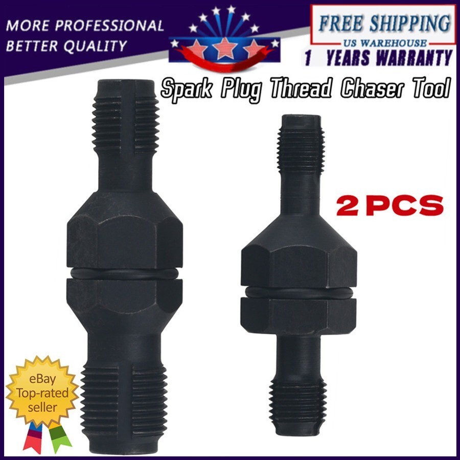 2PCS Spark Plug Hole Thread Chaser 10 12 & 14 18mm Re-threader Tap Cleaning Tool