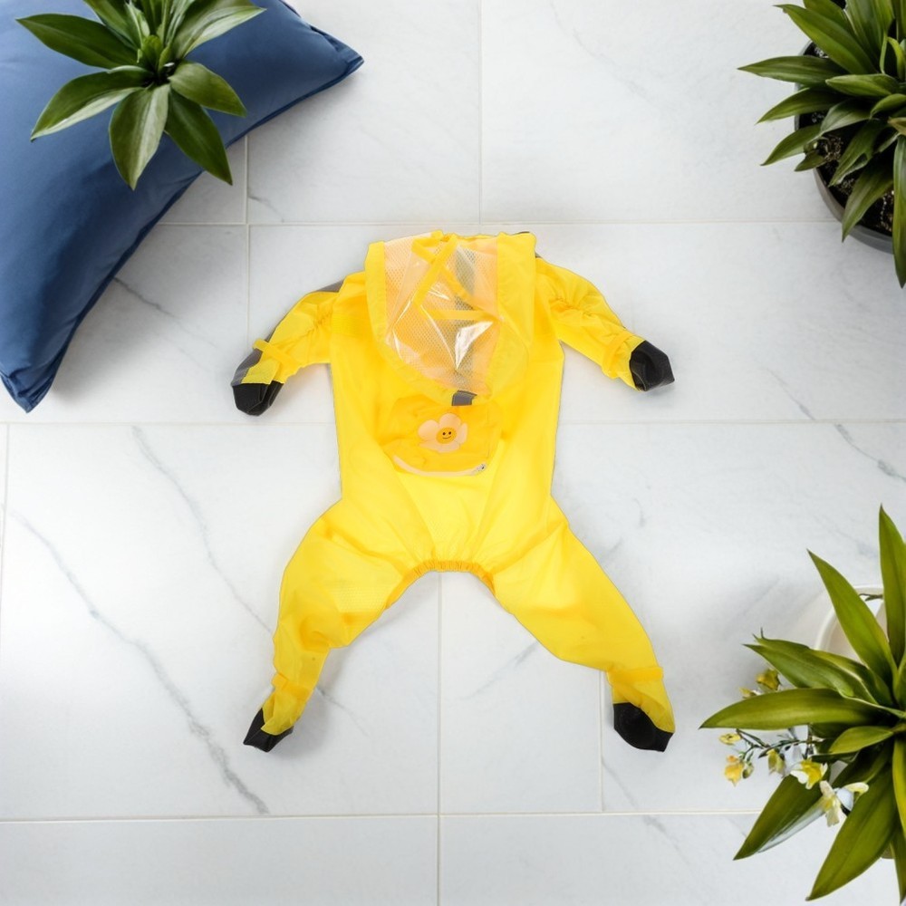 Rain Jacket for Dogs Waterproof Yellow Raincoat Small with Mini Backpack