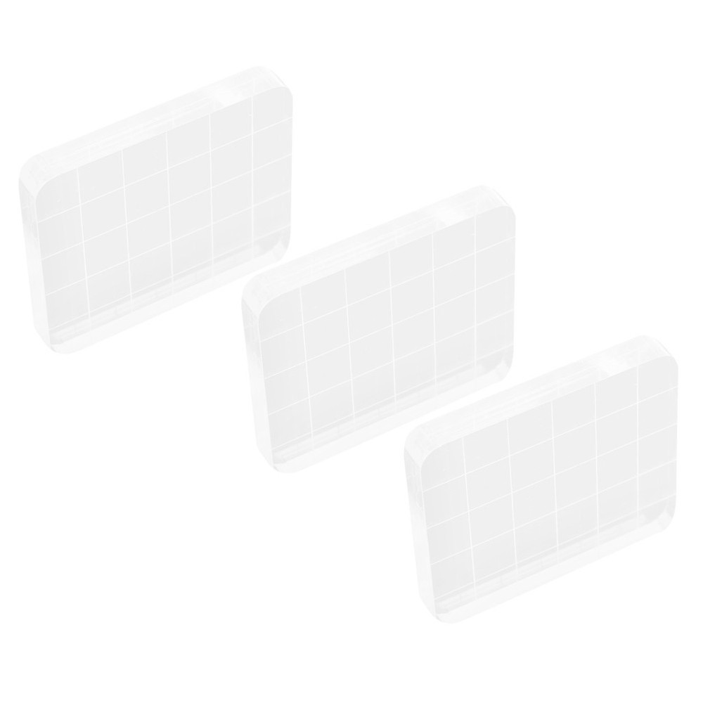 3pcs Acrylic Stamping Blocks Clear With Grid Lines For Scrapbooking