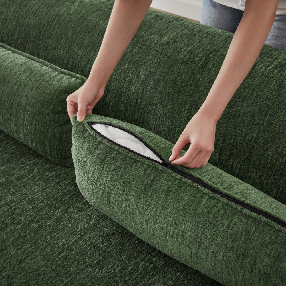 L-Shape Chenille Sofa w/ Tufted Design, Sleeper Couch for Living Room