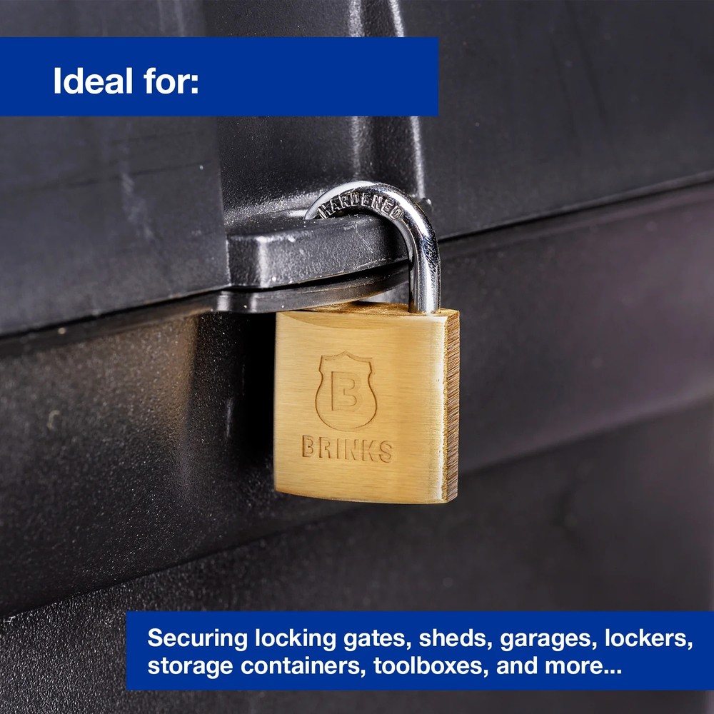 (3 pack) Brinks Solid Brass 30mm Keyed Padlock with 5/8in Shackle