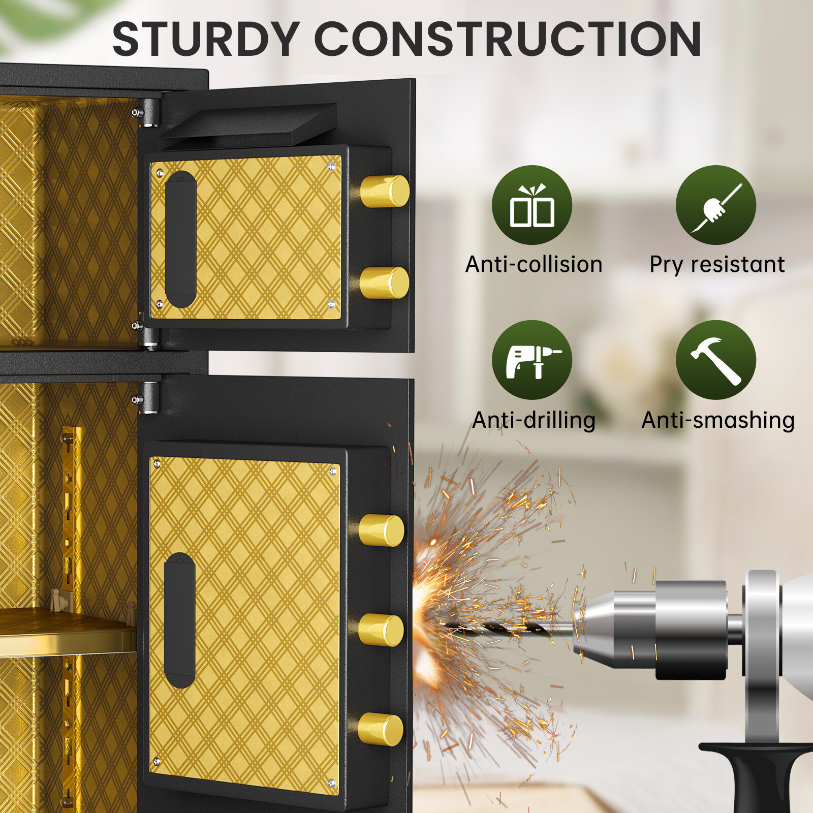 6.5 Cu ft Home Safe Box with Deposit Slot ,Large LCD Screen and Fireproof Bag