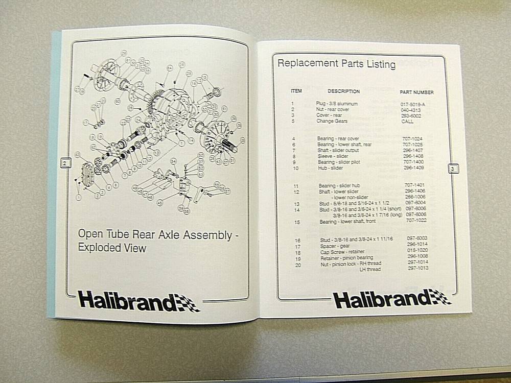 HALIBRAND CHAMP QUICK CHANGE DIFFERENTIAL TECH MANUAL & D&W COLUMBIA OVERDRIVE