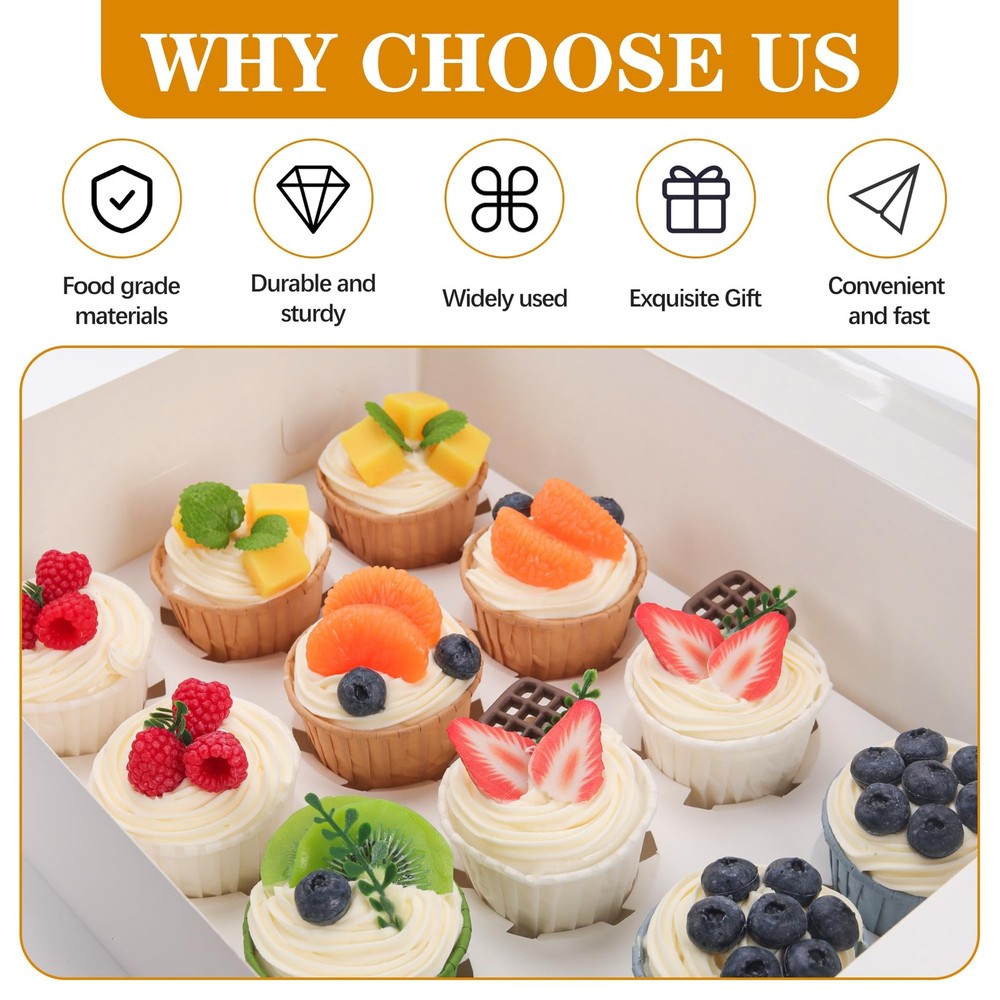 15 Pack Dozen Cupcake Boxes White Cupcake Containers with Window Fit 12 Cupca...