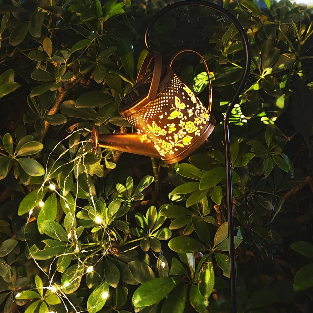 Solar Watering Can Lights,LED Lantern String Light Outdoor Bronze