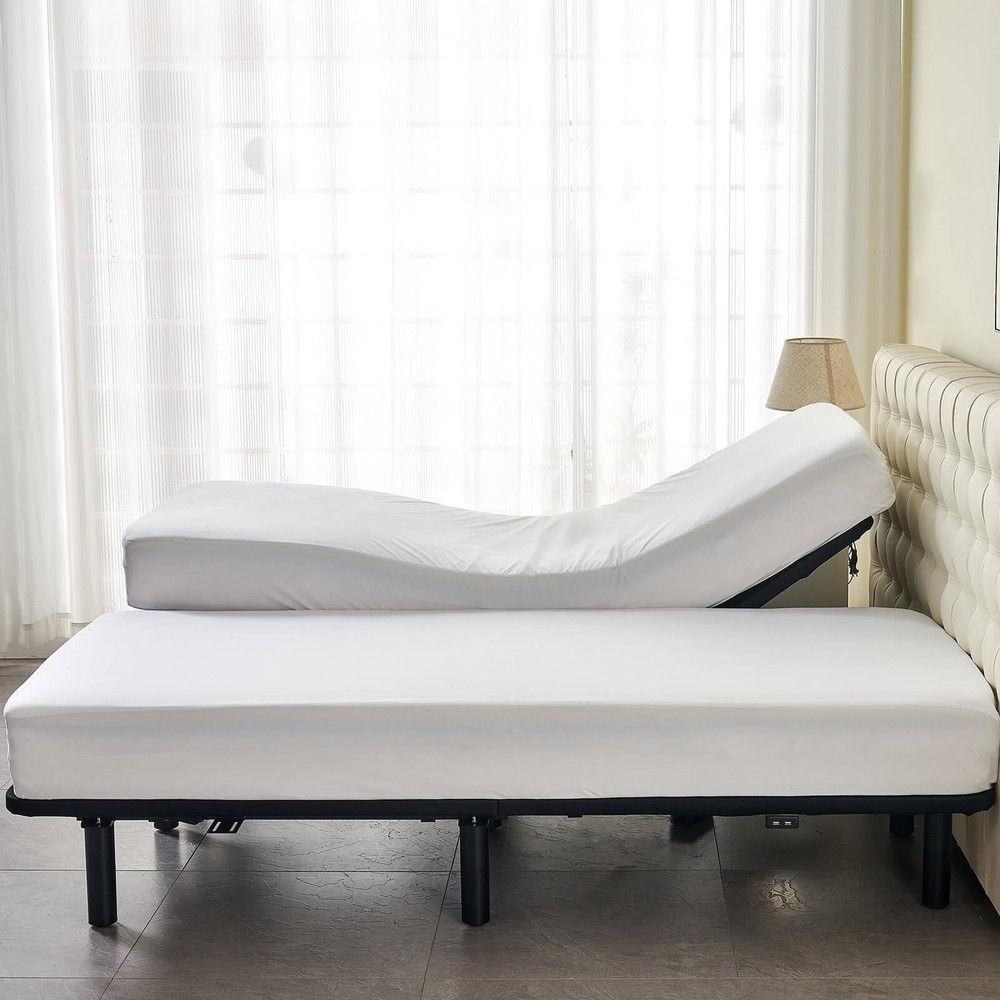 Waterproof Split King Mattress Protector for Adjustable Beds Soft Cooling Bam...