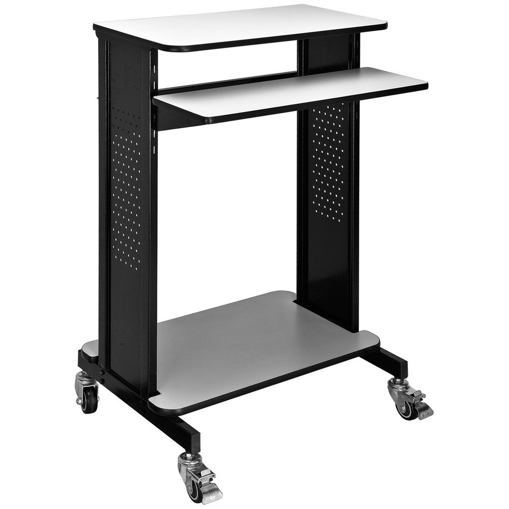 Mobile Computer Workstation with Keyboard  Mouse Tray 46"H